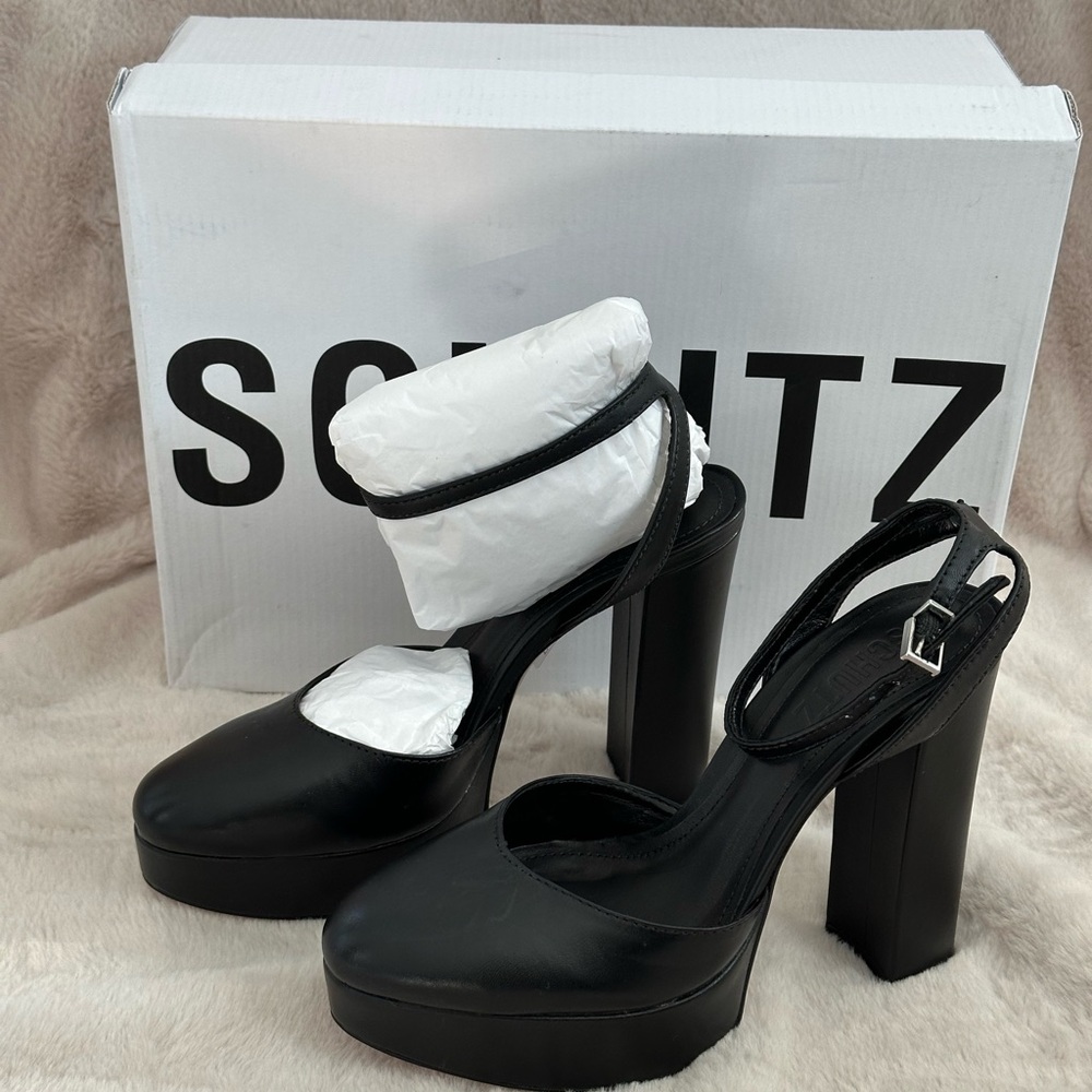 Schutz Black Platform Heels for Women